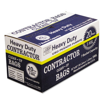 AEP® Industries Inc. Heavy-duty Contractor Clean-up Bags, 60 Gal, 3 Mil, 32" X 50", Black, 20-carton freeshipping - TVN Wholesale